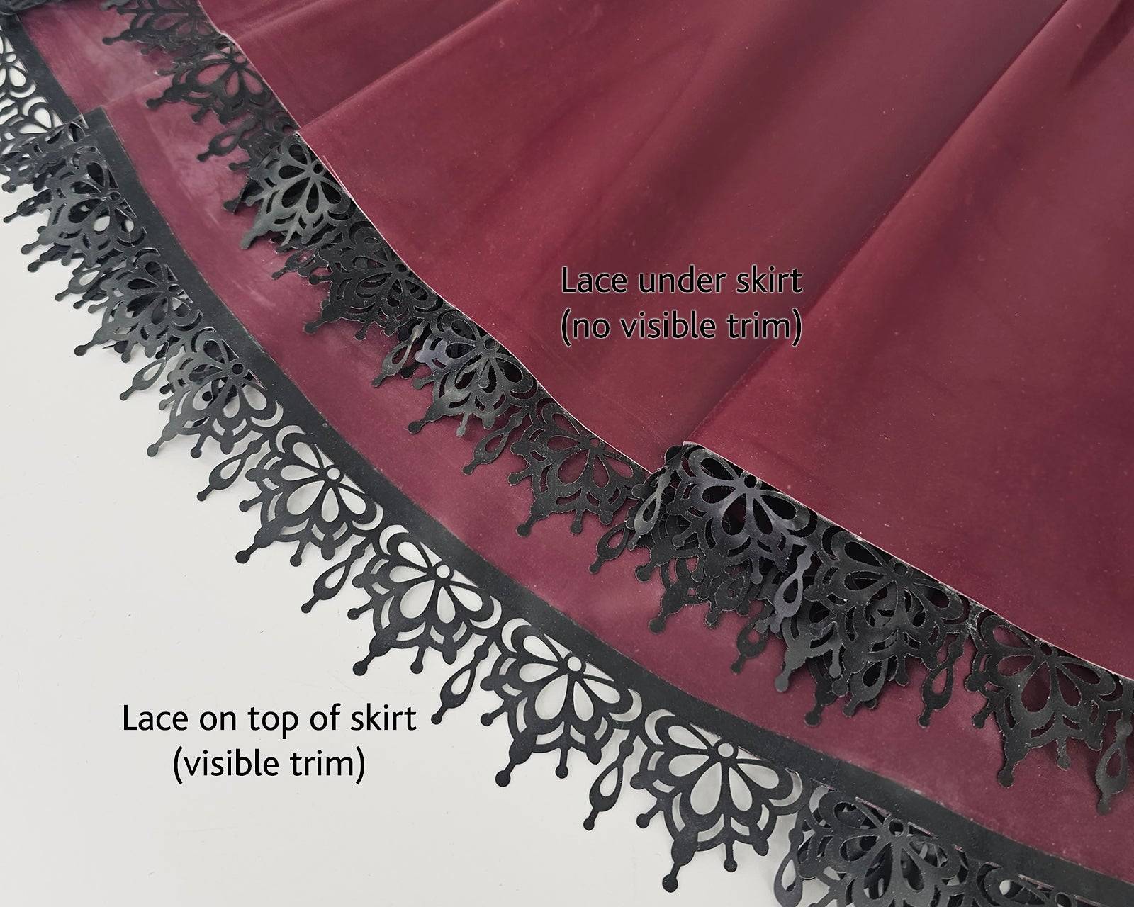 Lasercut latex lace trim add on for skater skirt or dress Lottielatex Lasercut latex lace trim add on for skater skirt or dress Lottielatex