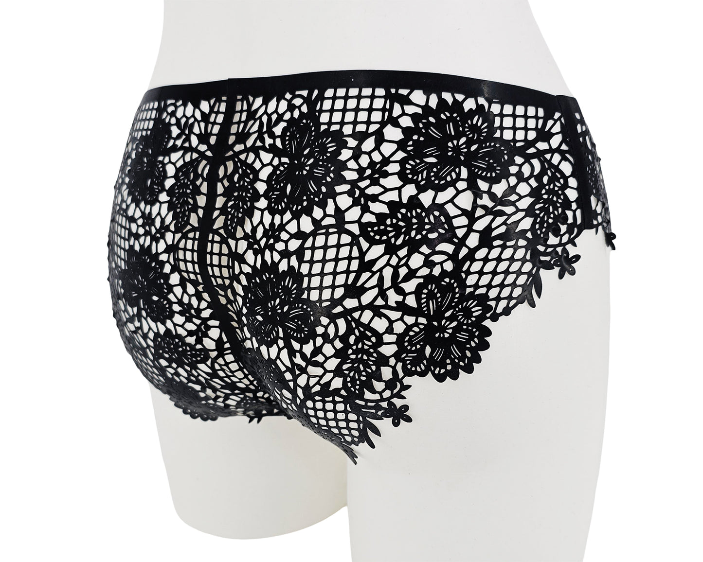 lasercut latex flower lace panties