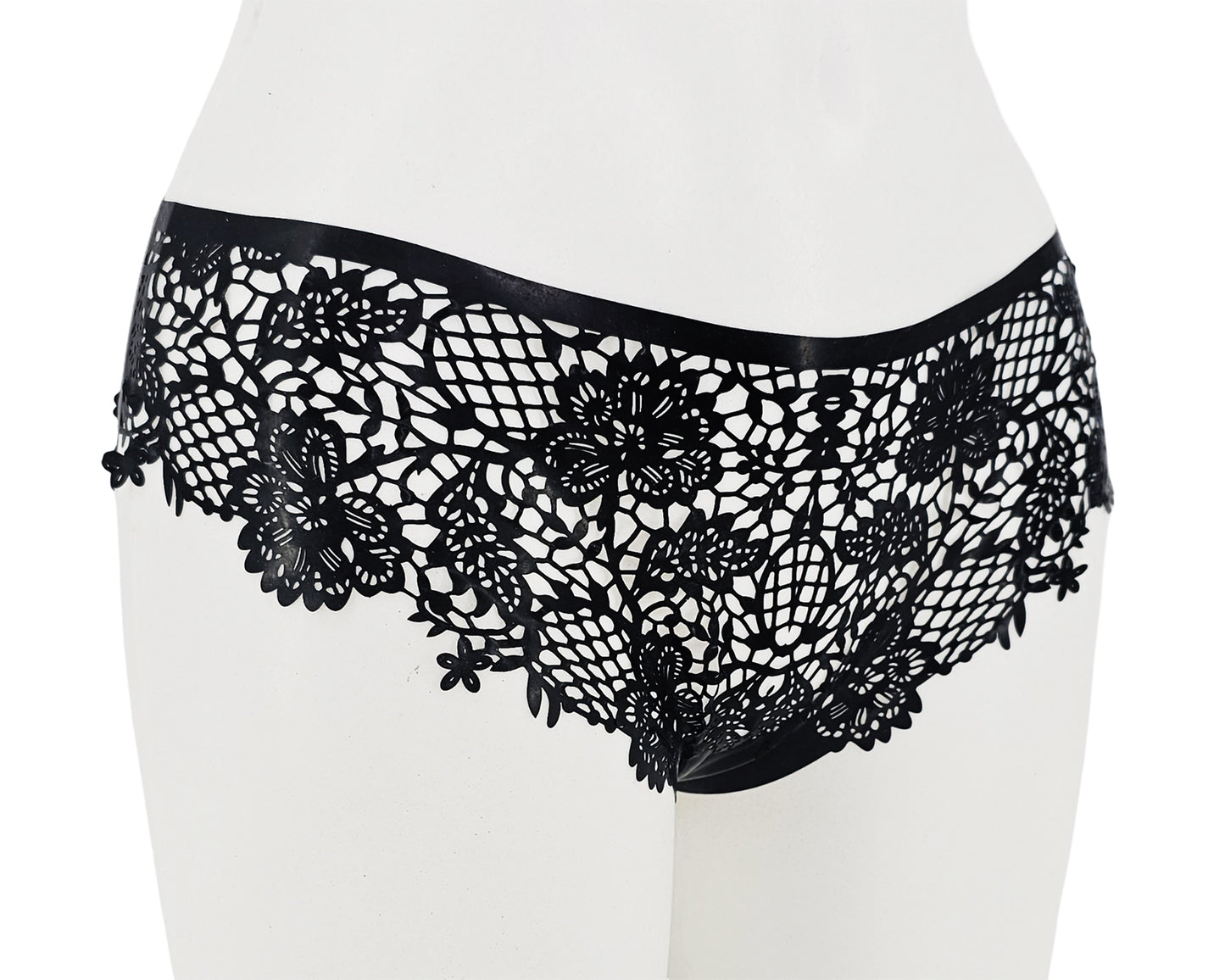 lasercut latex flower lace panties