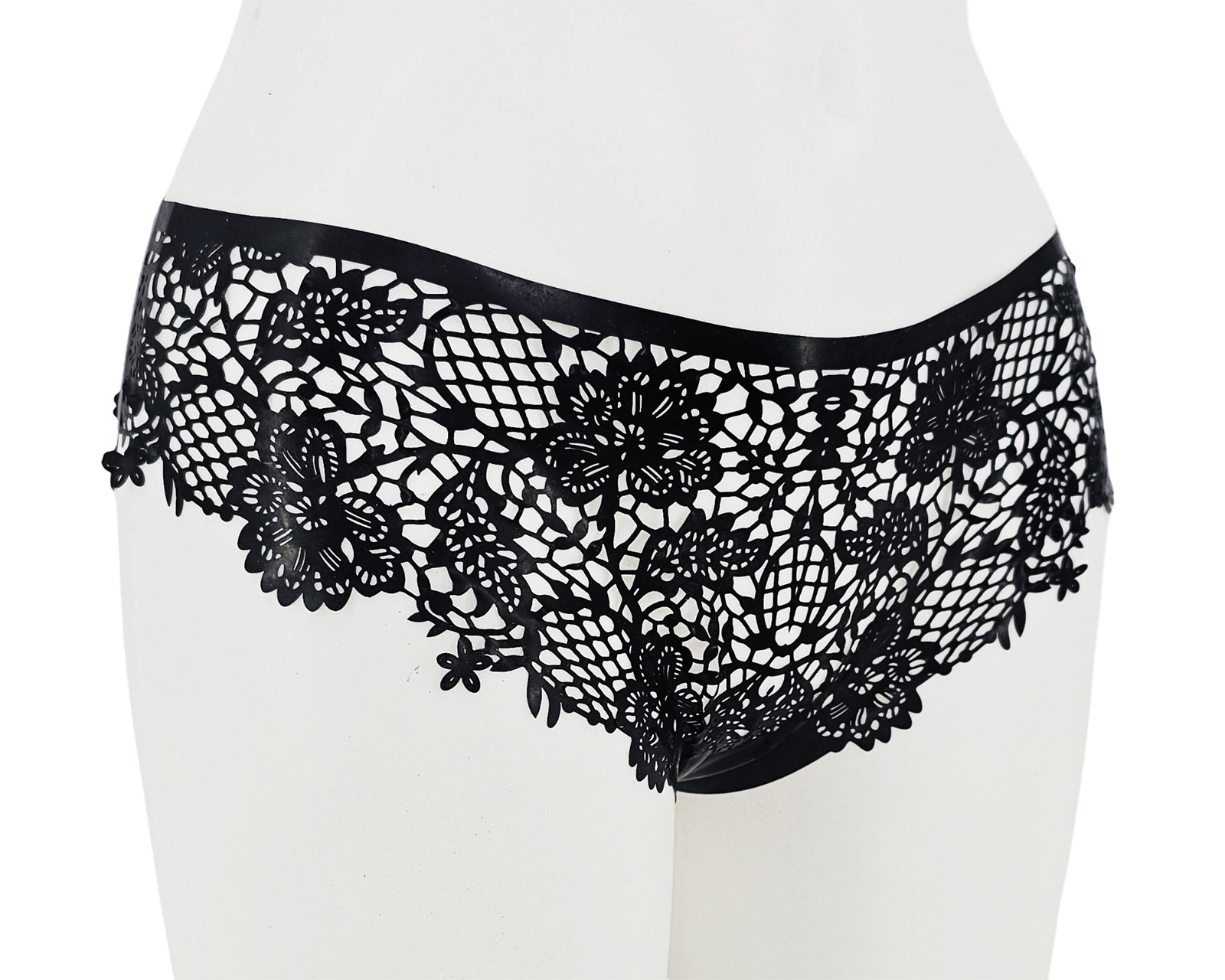 lasercut latex flower lace panties