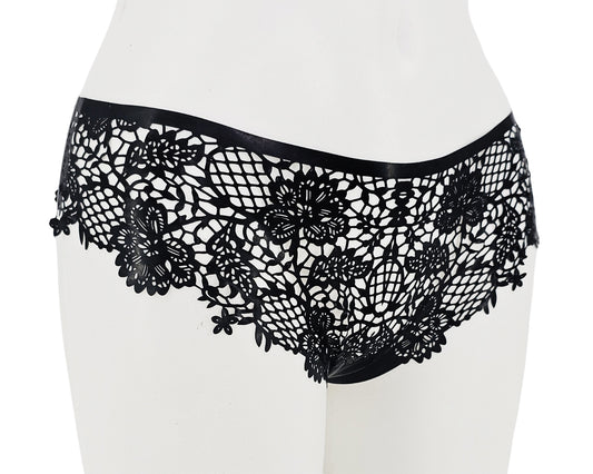 lasercut latex flower lace panties