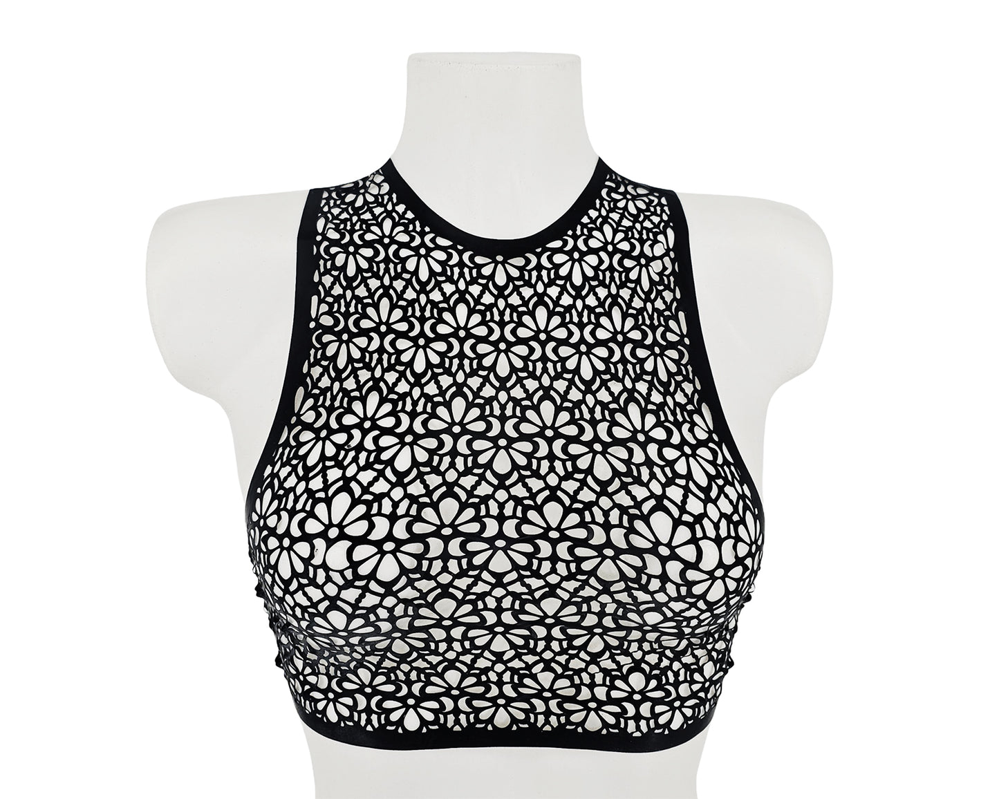 lasercut lace latex top