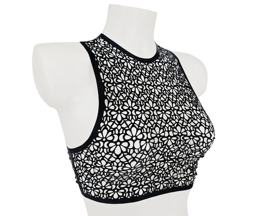 lasercut lace latex top
