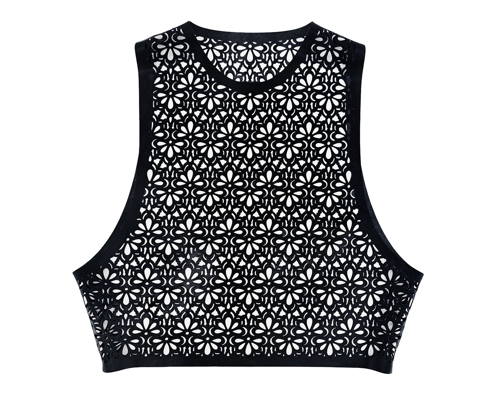 lasercut lace latex top