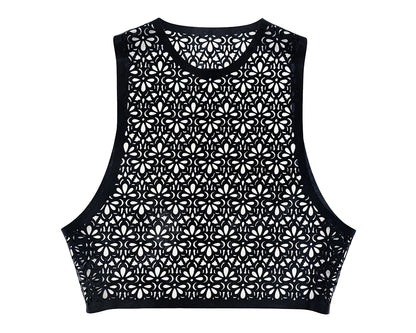 lasercut lace latex top