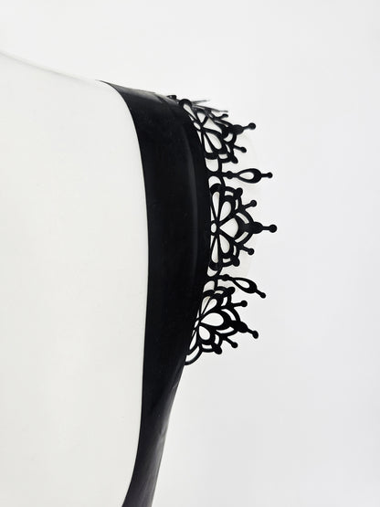 Latex crop top with lace ruffles - Lottielatex