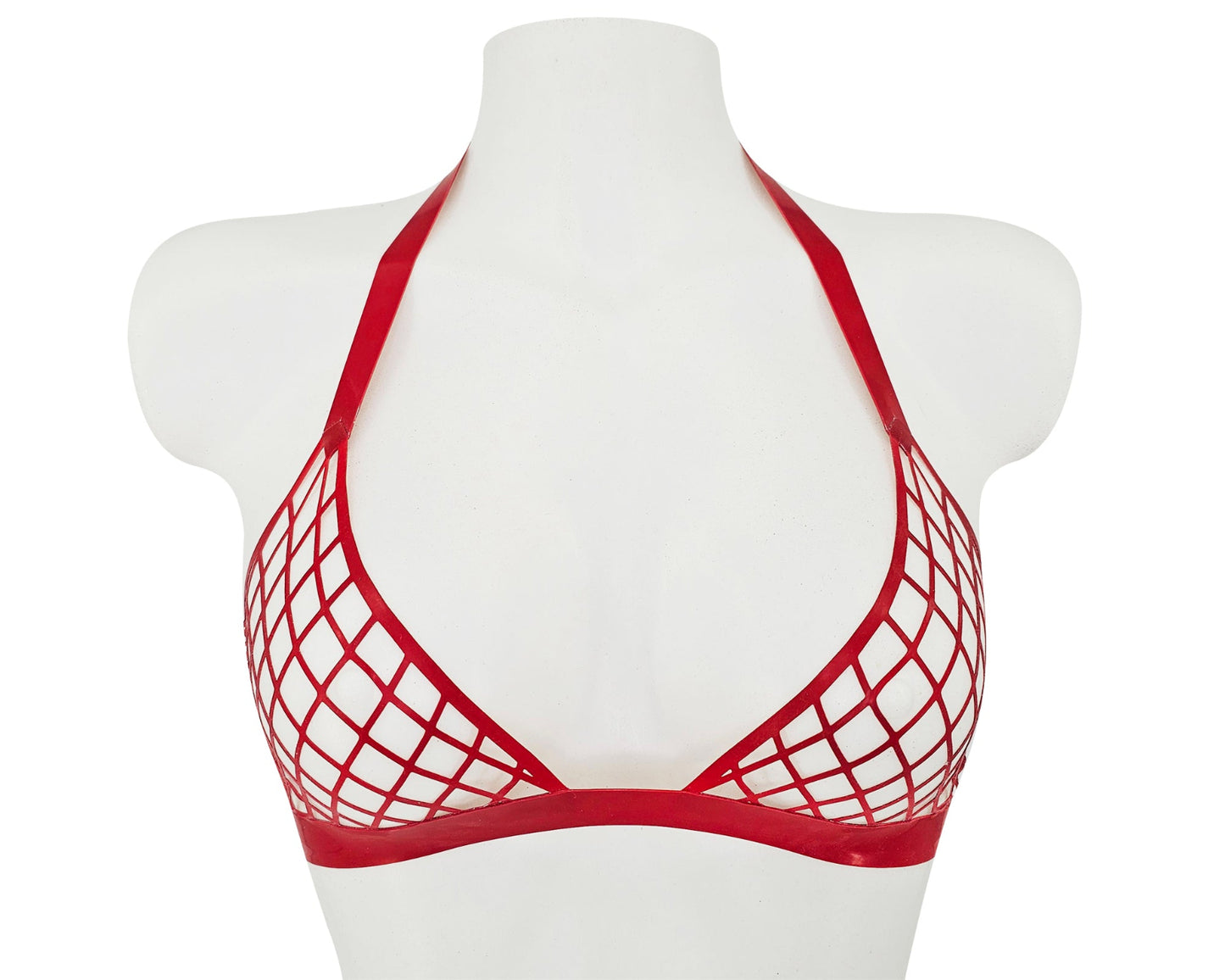 Lasercut latex fishnet halter bikini top - Lottielatex