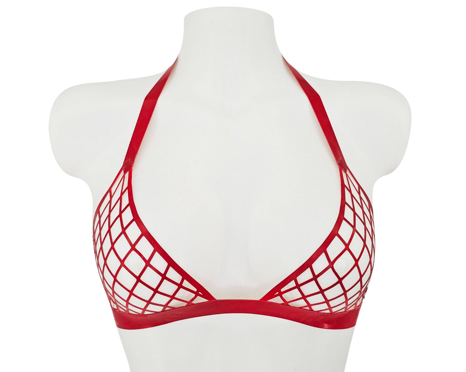 Lasercut latex fishnet halter bikini top - Lottielatex
