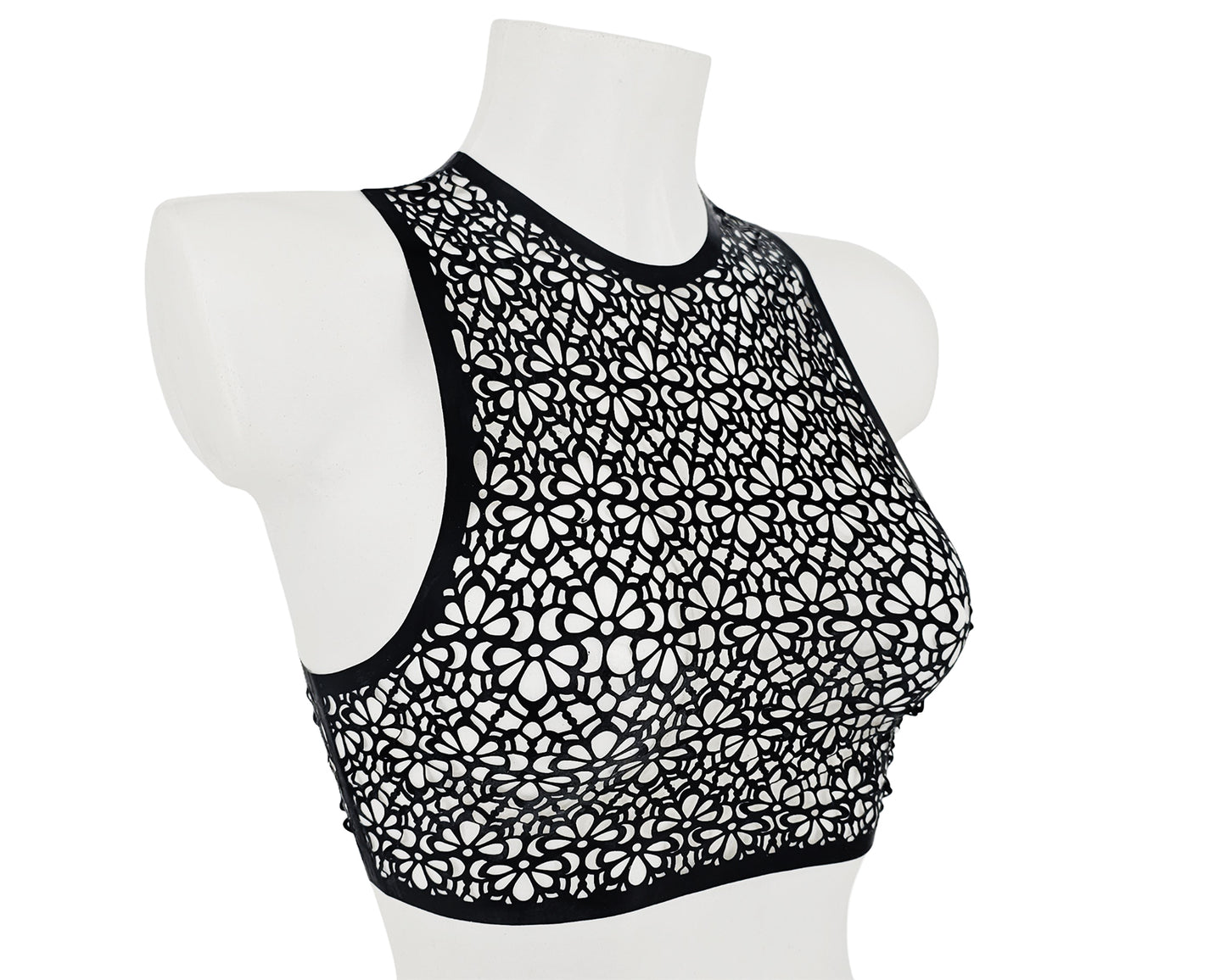 latex lasercut lace crop top lottie latex