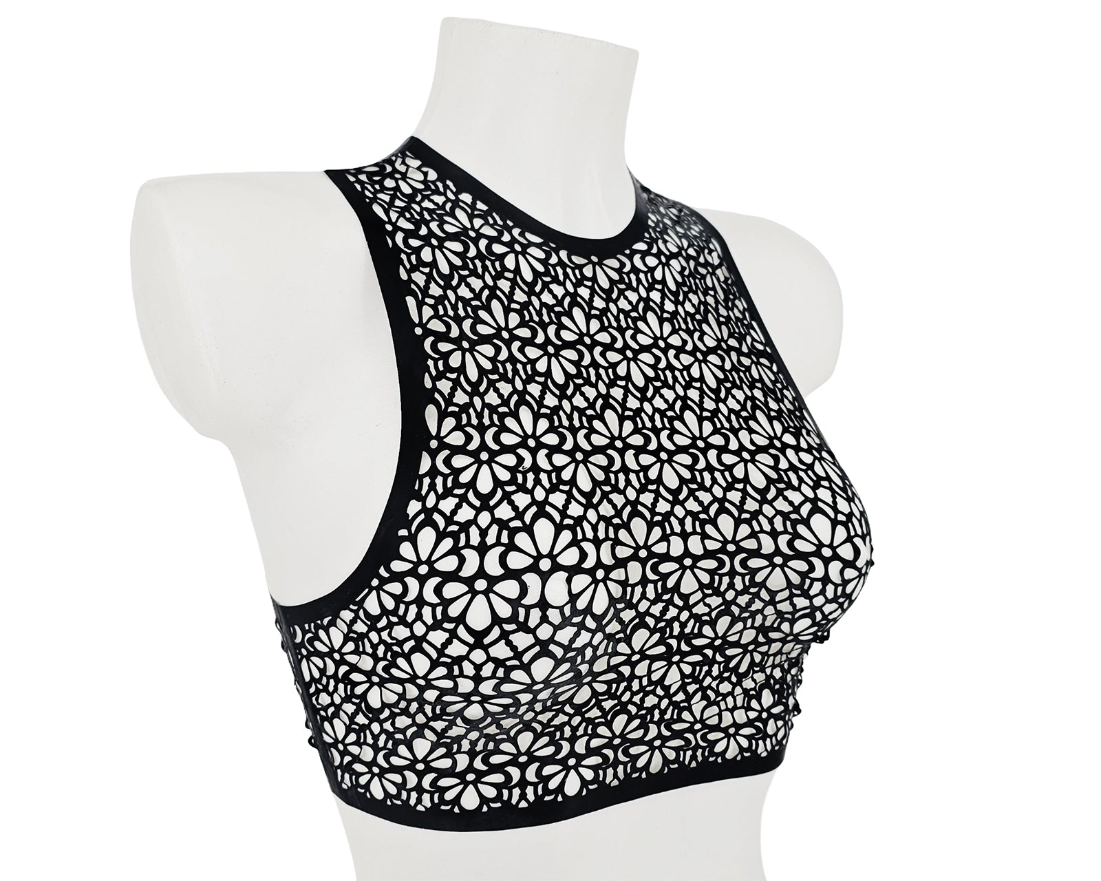 latex lasercut lace crop top lottie latex