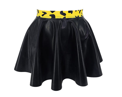 READY TO SHIP Sizes XS-3XL Latex full circle skater skirt with leopard waistband