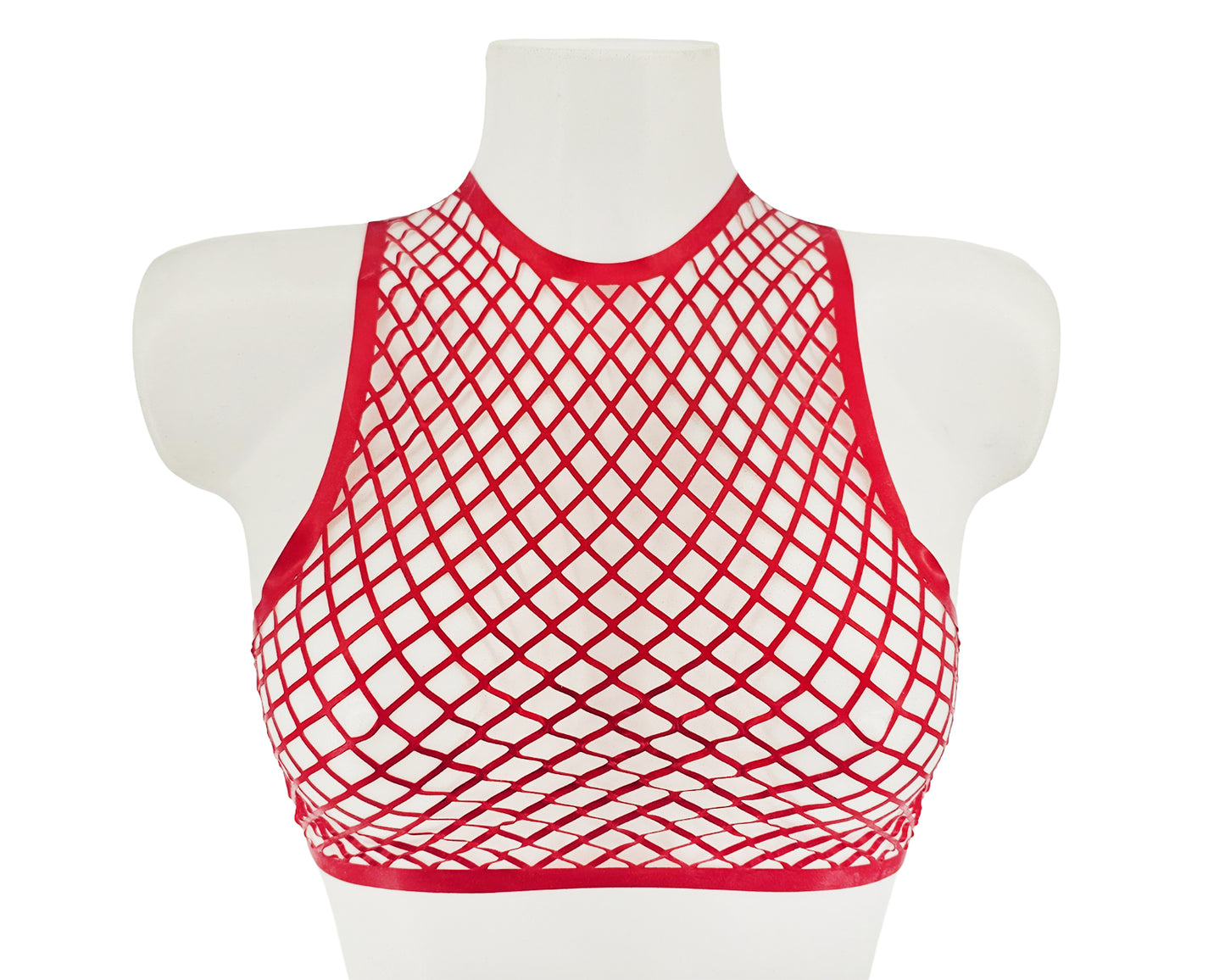 READY TO SHIP Size S Lasercut latex fishnet muscle crop top