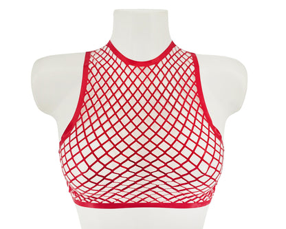 READY TO SHIP Size S Lasercut latex fishnet muscle crop top