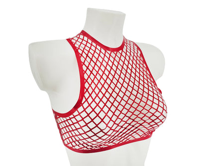 READY TO SHIP Size S Lasercut latex fishnet muscle crop top