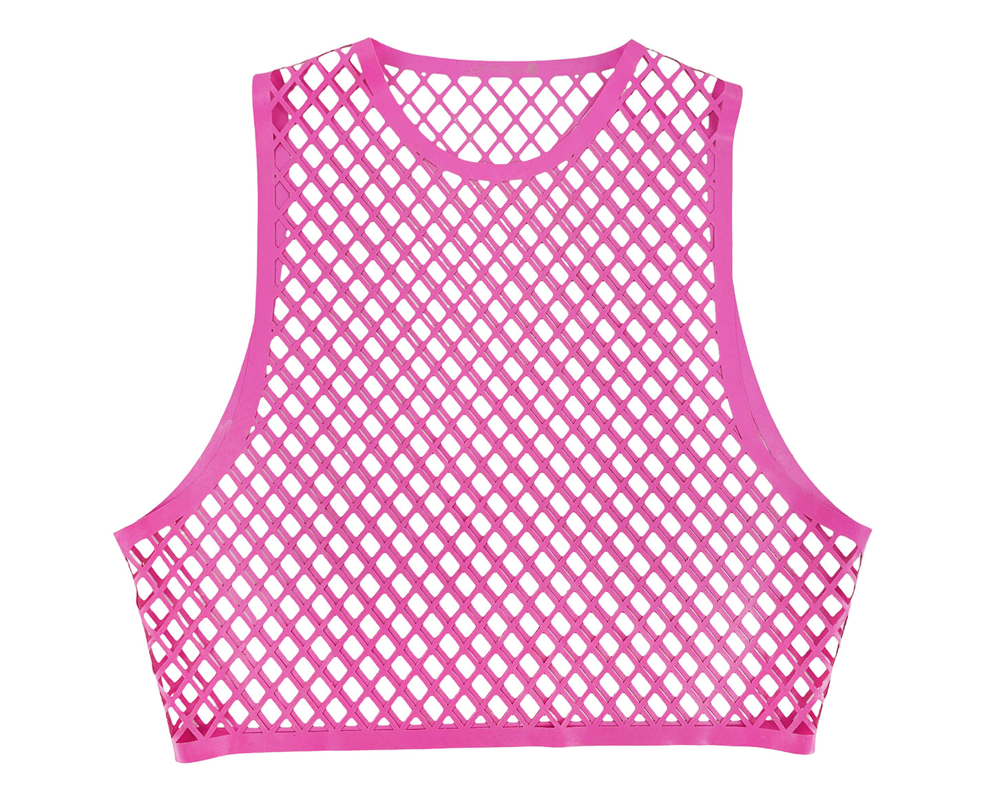 READY TO SHIP Size L Lasercut latex fishnet muscle crop top