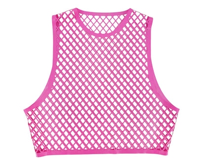 READY TO SHIP Size L Lasercut latex fishnet muscle crop top