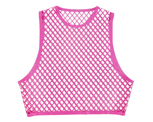 Haut court en fishnet en latex découpé au laser