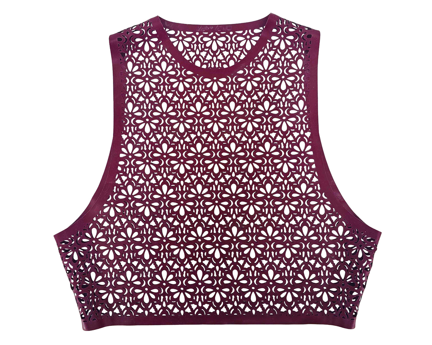 Haut court en latex découpé au laser avec motif nid d'abeille