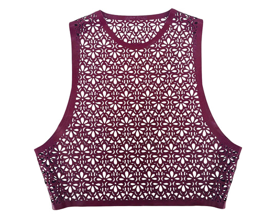 Haut court en latex découpé au laser avec motif nid d'abeille