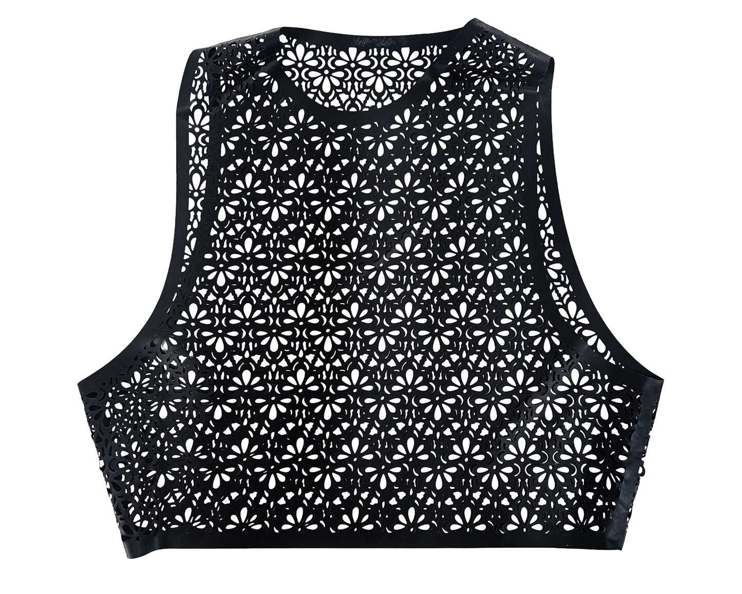Haut court en latex découpé au laser avec motif nid d'abeille