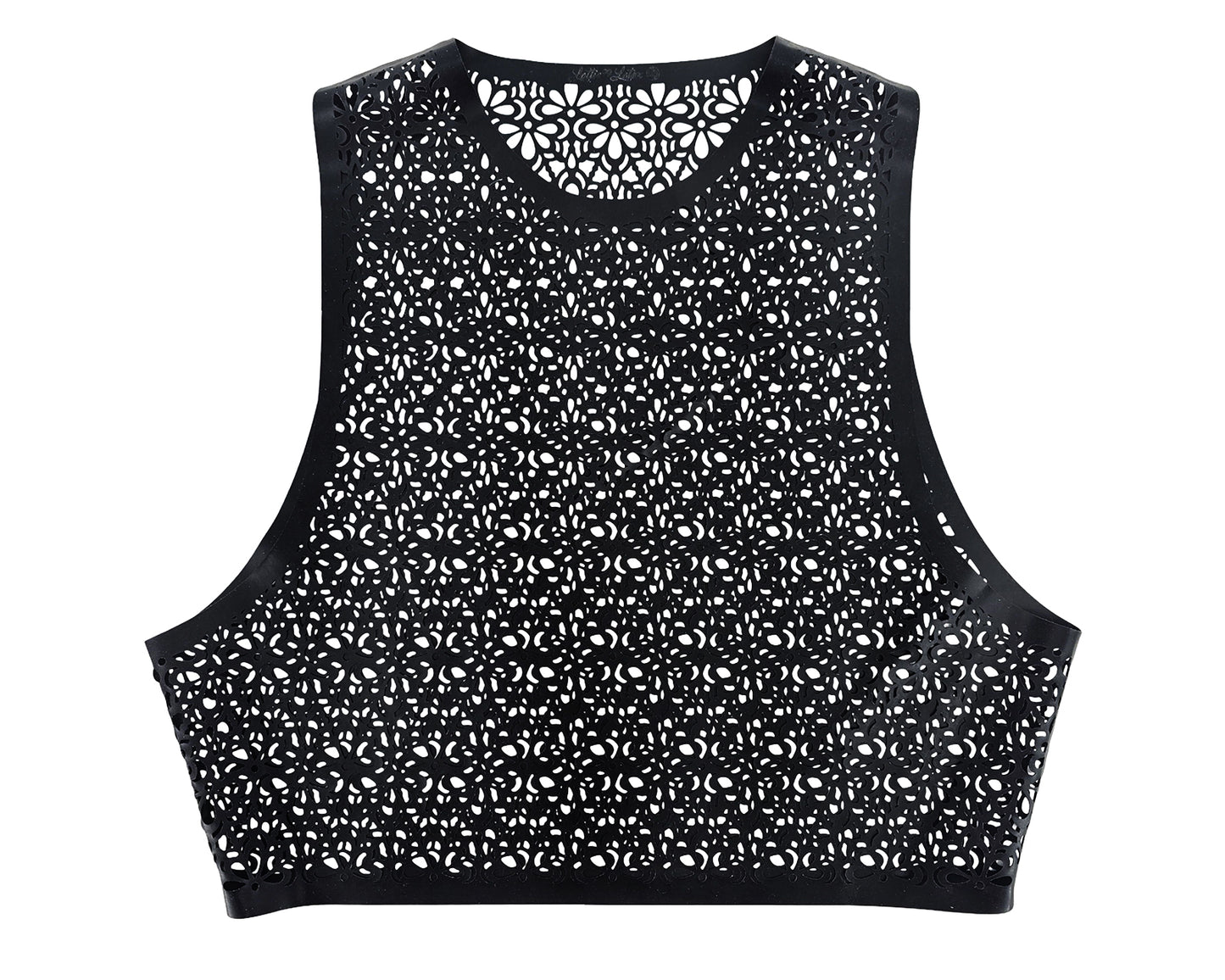 Haut court en latex découpé au laser avec motif nid d'abeille