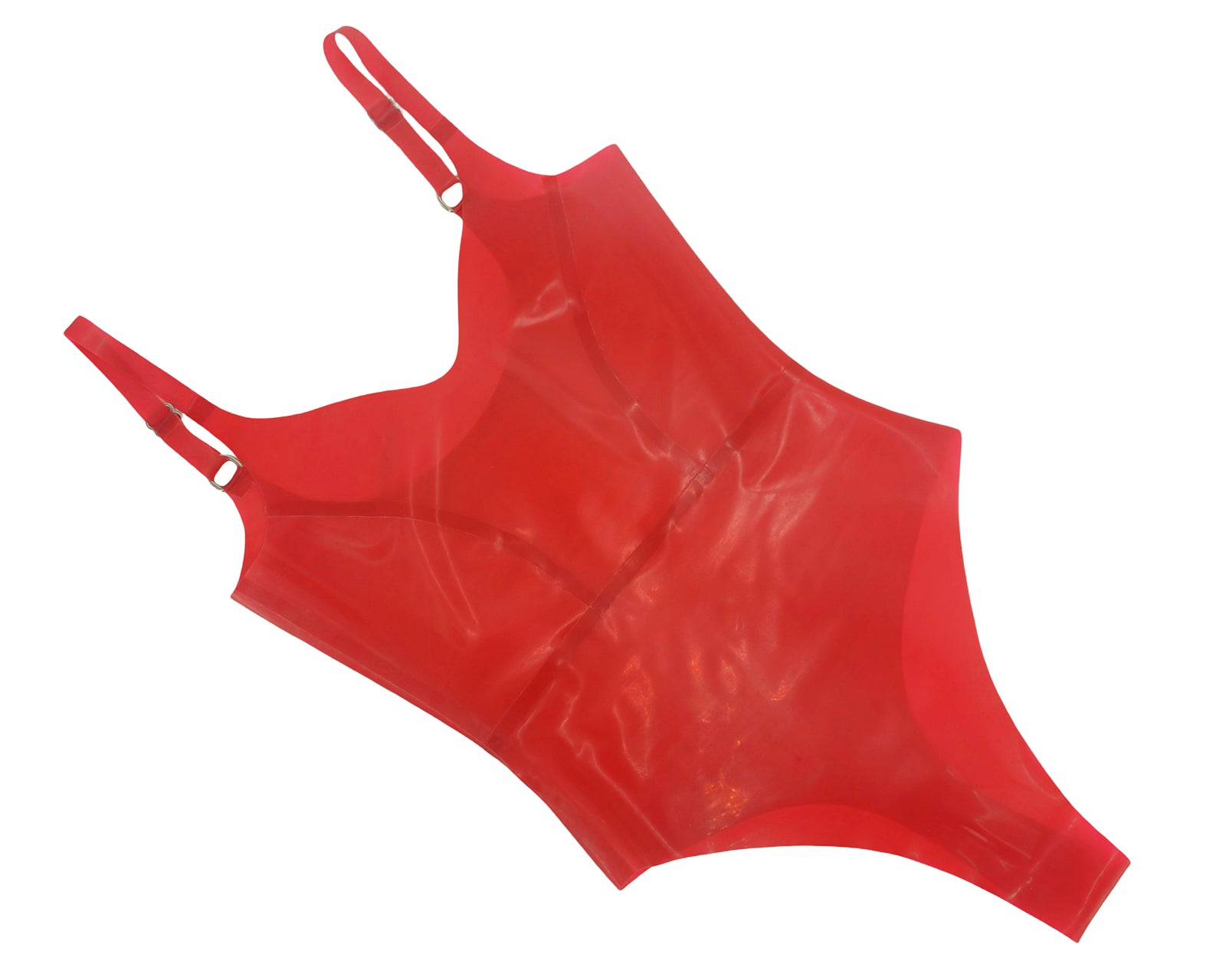 READY TO SHIP size S Latex panelled thong bodysuit with adjustable straps - Lottielatex