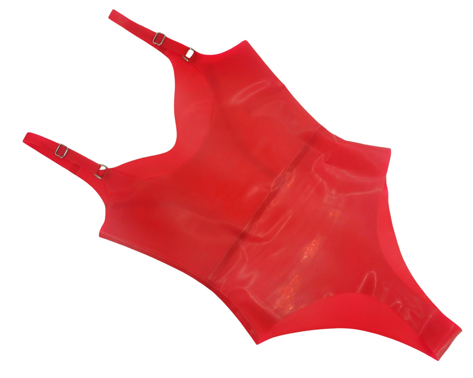 READY TO SHIP size S Latex panelled thong bodysuit with adjustable straps - Lottielatex