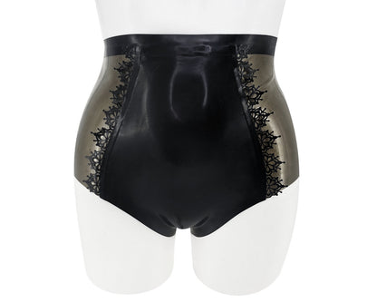 Latex highwaist panelled panties with lace