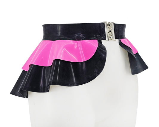 LIQUIDATION Tailles XS - XL Ensemble ceinture péplum et string en latex avec cœur