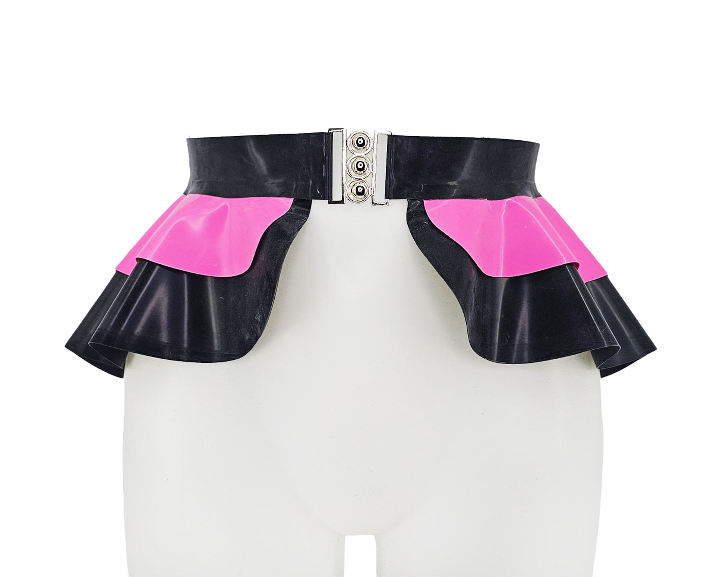 LIQUIDATION Tailles XS - XL Ensemble ceinture péplum et string en latex avec cœur