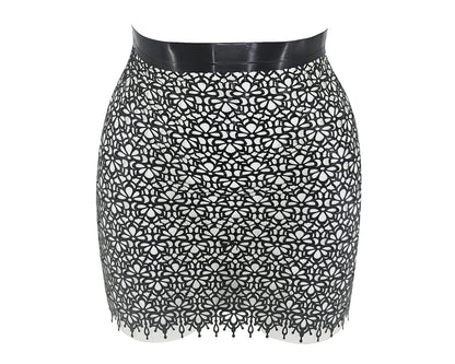 Latex lace mini skirt