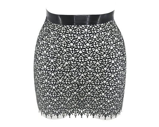 Latex lace mini skirt