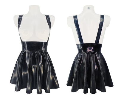 READY TO SHIP Sizes M-XL High waist latex full circle mini skater skirt with braces