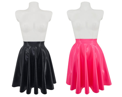 Latex knee length full circle skater skirt