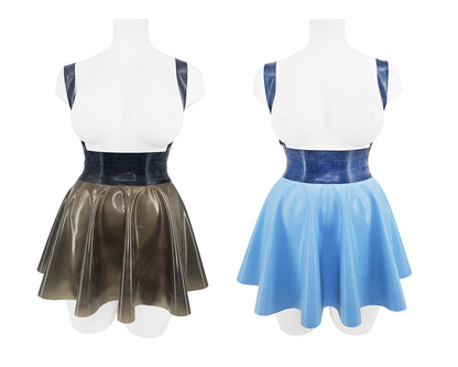 READY TO SHIP Sizes XL-4XL High waist latex full circle mini skater skirt with braces