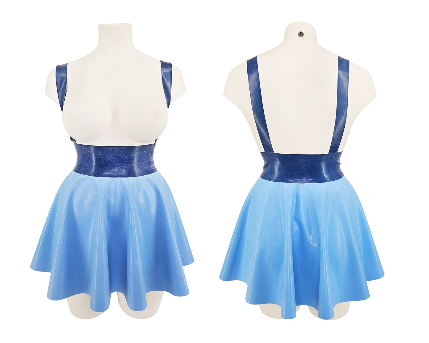 READY TO SHIP Sizes XL-4XL High waist latex full circle mini skater skirt with braces