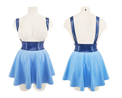 READY TO SHIP Sizes XL-4XL High waist latex full circle mini skater skirt with braces