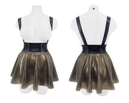 READY TO SHIP Sizes XL-4XL High waist latex full circle mini skater skirt with braces