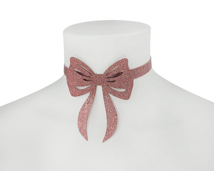 Latex lasercut bow choker