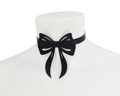 Latex lasercut bow choker