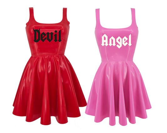 Latex Devil / Angel skater dress (custom text possible)