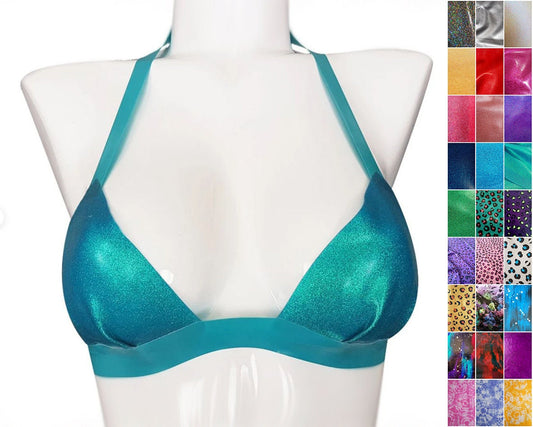 Glitter and pattern latex halter bikini top - Lottielatex