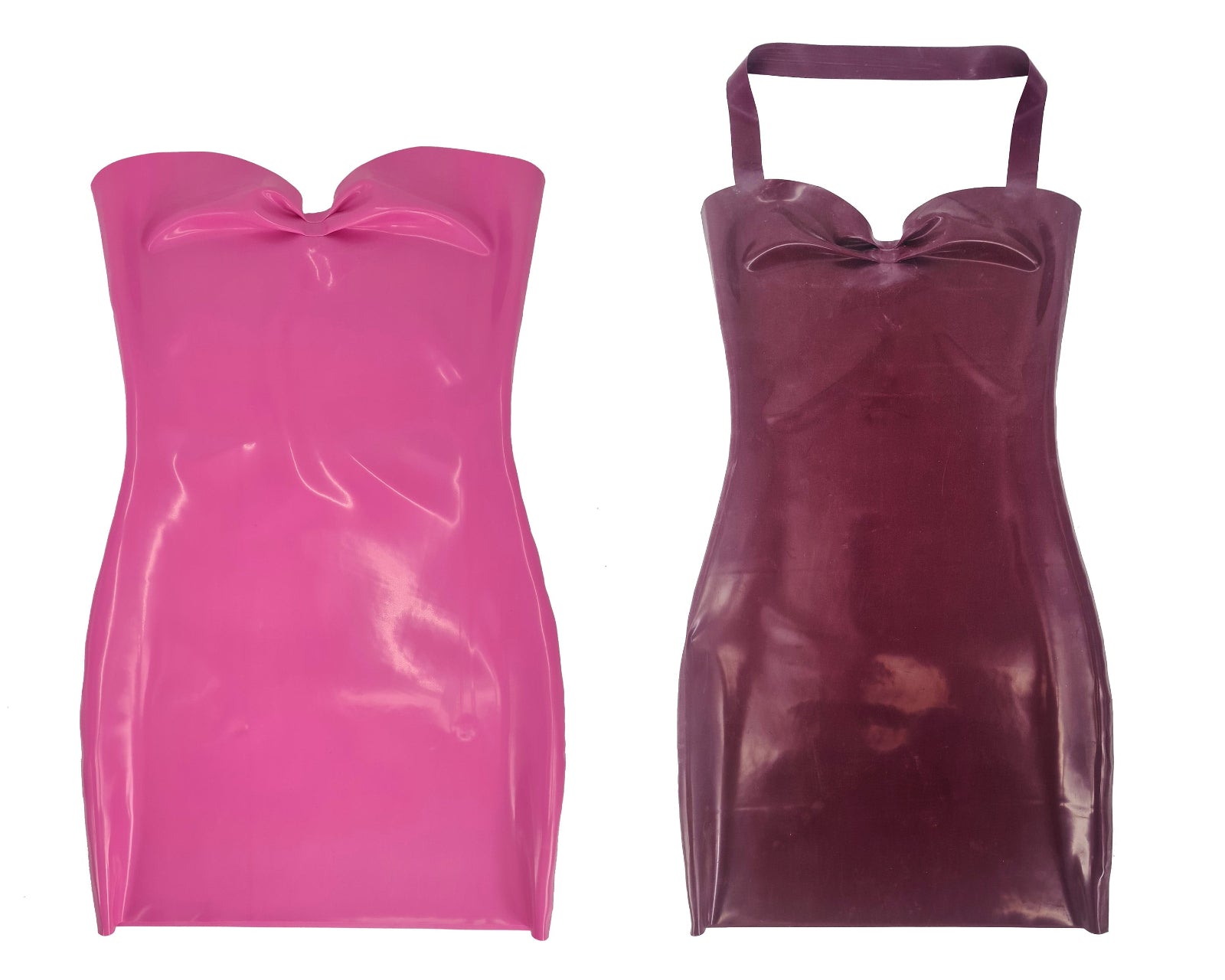 latex pink mini dress Latex bandeau sweetheart mini dress with or without neck strap – Lottielatex