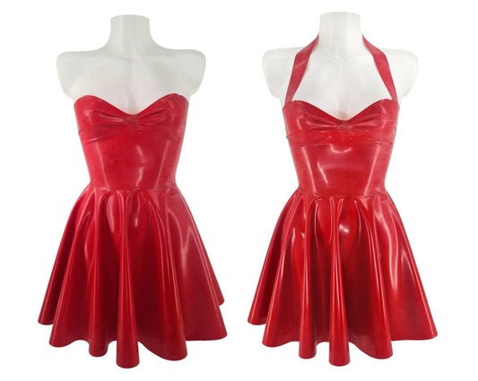 Latex bandeau skater dress (with or without neck strap) - Lottielatex - latex clothing handmade in Belgium