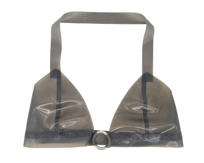 Latex halter bikini top with ring (silver, gold or rainbow ring) - Lottielatex