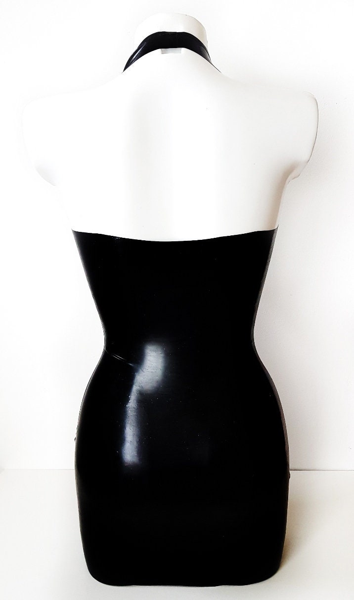 Latex halter mini dress - Lottielatex latex dress handmade in Belgium