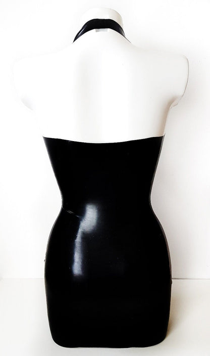 Latex halter mini dress - Lottielatex latex dress handmade in Belgium