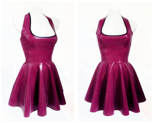 Latex halter mini skater dress - Lottielatex latex dress handmade in Belgium