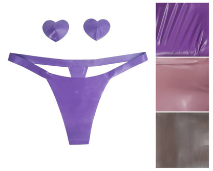 CLEARANCE sizes XS to XL Latex thong and pasties gift set (3 colors)