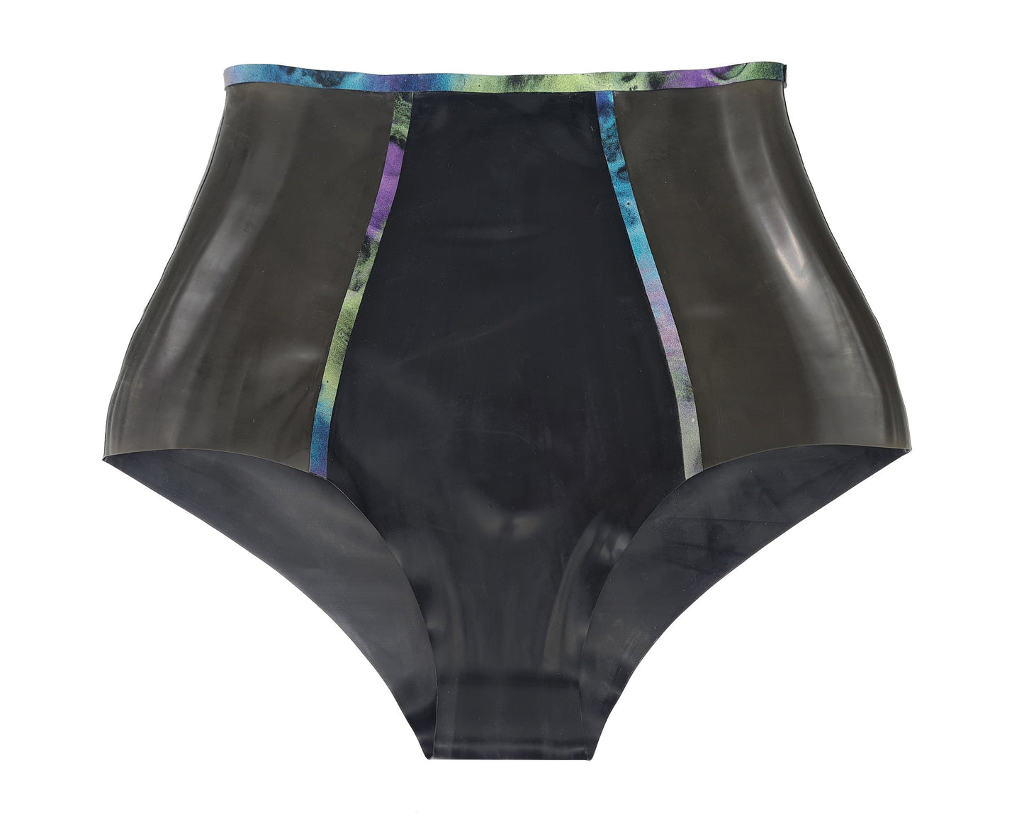 Glitter trim panelled latex highwaist panties